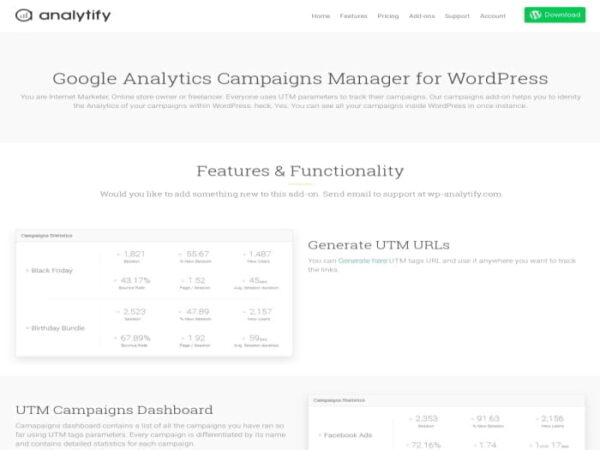 Wtyczka Analytify Pro Campaigns Extension