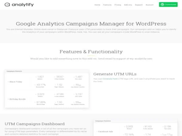 Wtyczka Analytify Pro Campaigns Extension
