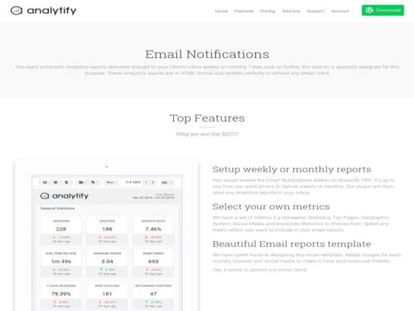 Wtyczka Analytify Pro Email Notifications Extension