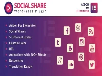 Wtyczka Social Share For Elementor Wordpress Plugin | Sklep z dodatkami premium WP Allkeystore.pl