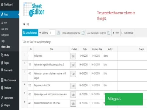 Wtyczka WP Sheet Editor Premium | Sklep z dodatkami premium WP Allkeystore.pl