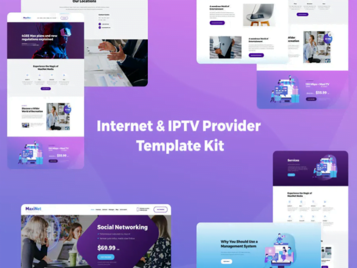 Szablon MaxiNet - Internet IPTV Provider Elementor Template Kit | Sklep z dodatkami premium WP Allkeystore.pl