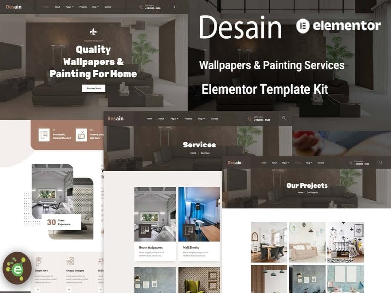 Szablon Wallpapers Painting Services Elementor Template Kit | Sklep z dodatkami premium WP Allkeystore.pl