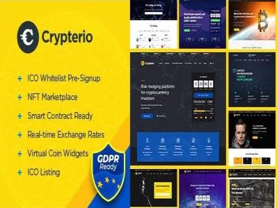 crypterio v1 8 ico and cryptocurrency wordpress theme