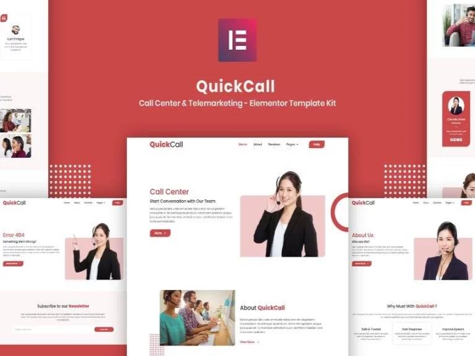 Szablon Quick Call - Call Center Elementor Template Kit | Sklep z dodatkami premium WP Allkeystore.pl