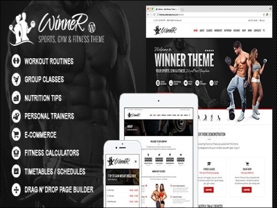 Szablon Winner Fitness Gym WordPress Theme | Sklep z dodatkami premium WP Allkeystore.pl