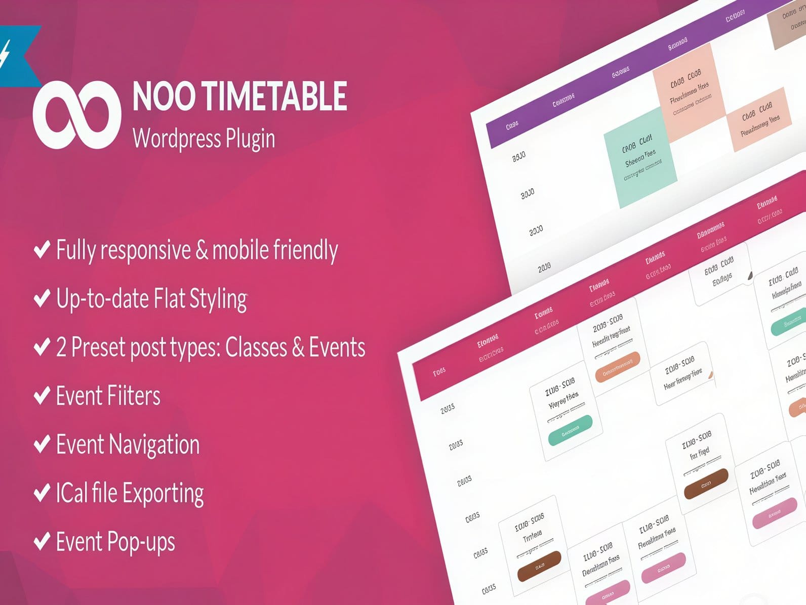 Wtyczka Noo Timetable – Responsive Calendar & Auto Sync Wordpress Plugin