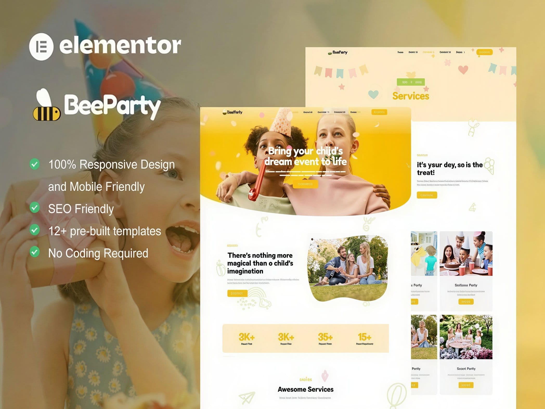 Szablon BeeParty - Kids Party Planner Elementor Template Kit Szablon BeeParty - Kids Party Planner Elementor Template Kit