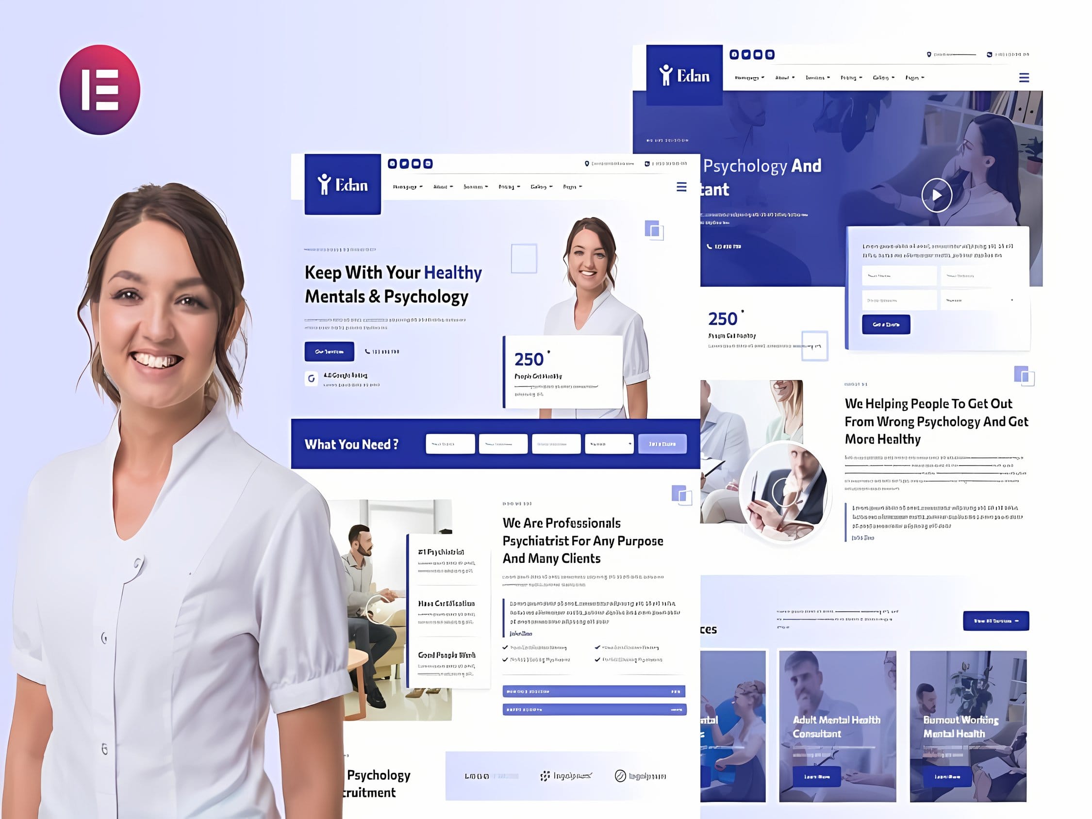 Szablon Edan Human Psychology Consultant Elementor Template Kit