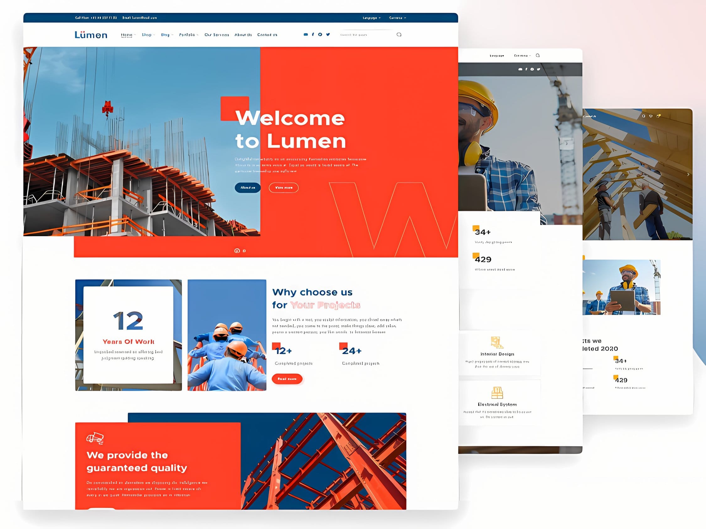 Szablon Lumen Multipurpose Theme For Constructions and Architecture
