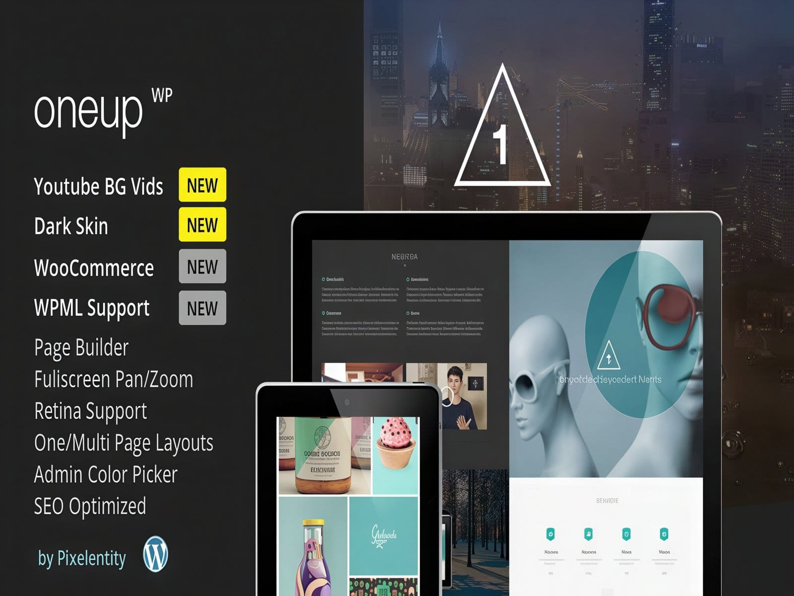 Szablon Oneup – One Page Parallax Retina WordPress Theme