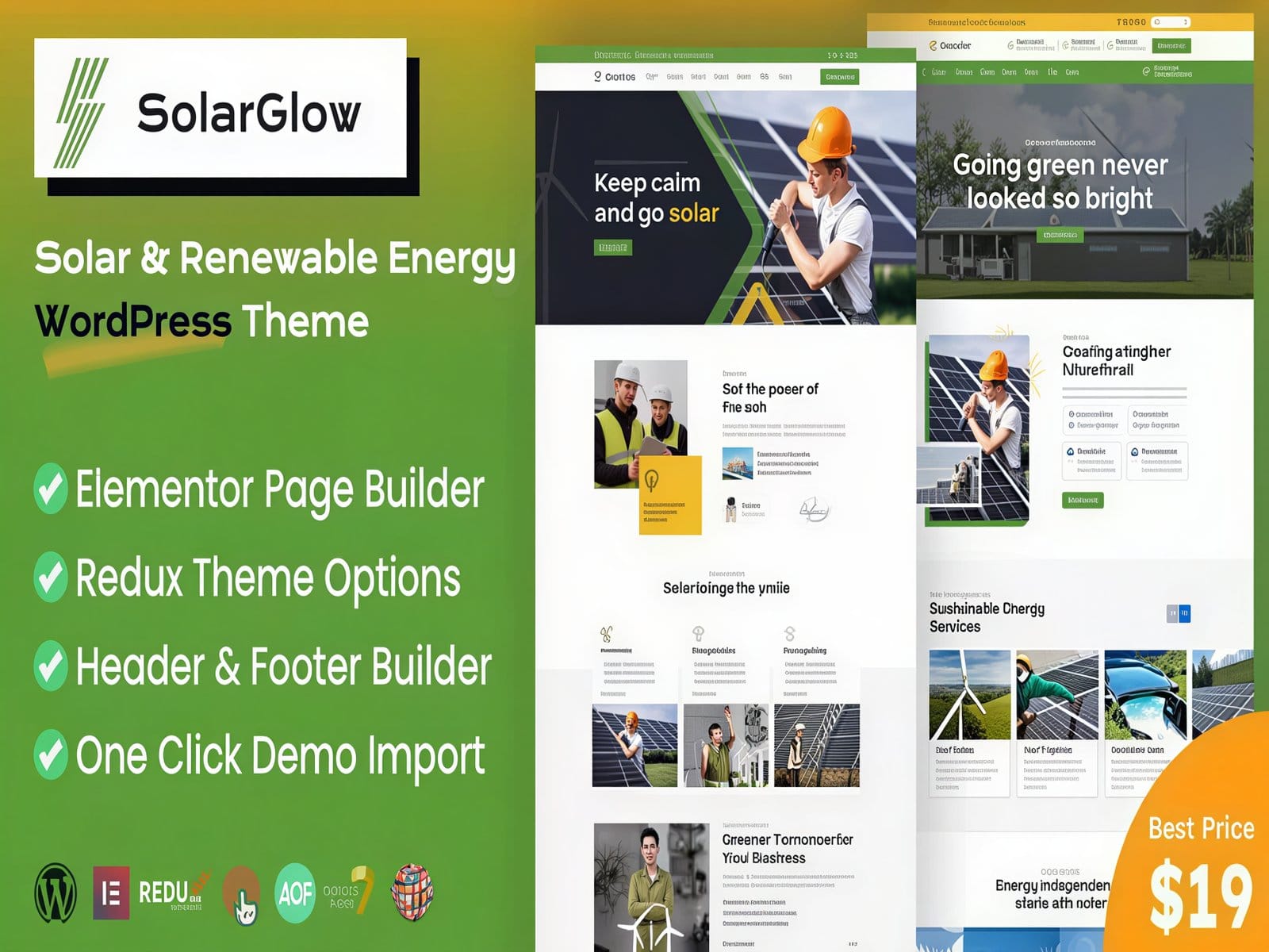 Szablon Solarglow Solar Renewable Energy WordPress Theme