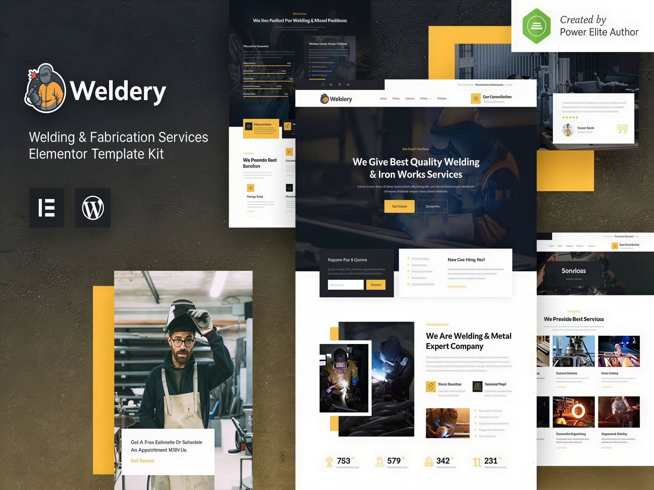 Szablon Weldery Welding Fabrication Services Elementor Template Kit Download