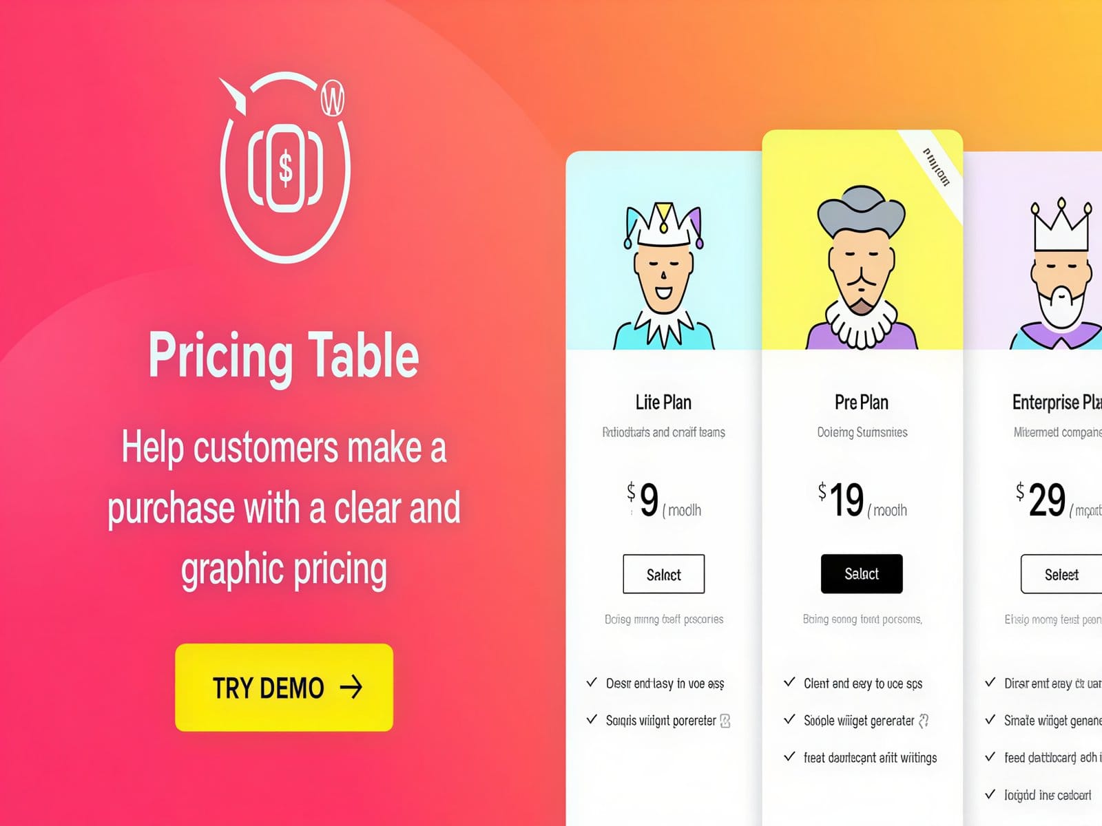 Wtyczka Elfsight Pricing Table