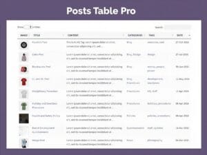 Wtyczka Posts Table Pro