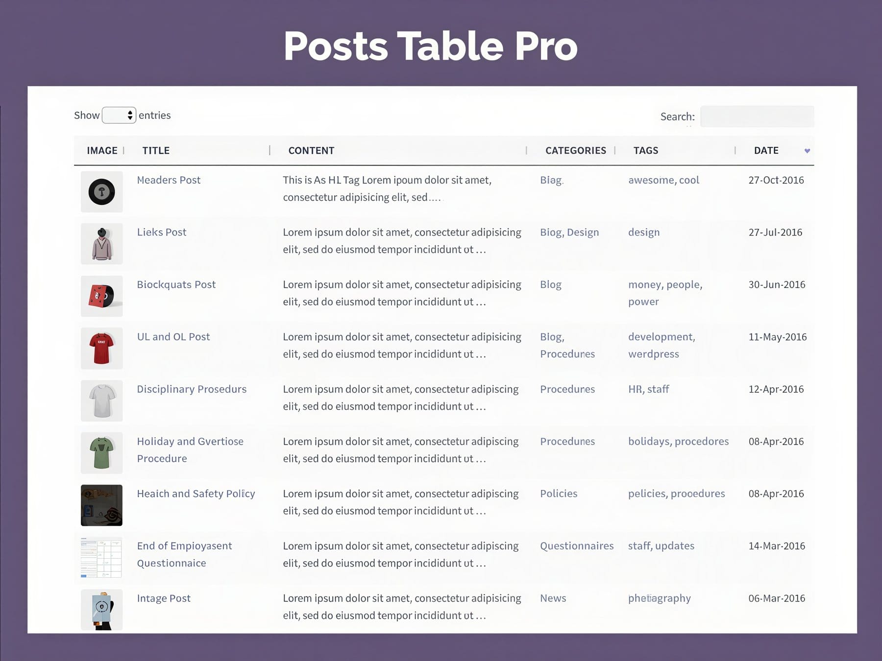 Wtyczka Posts Table Pro Wtyczka Posts Table Pro