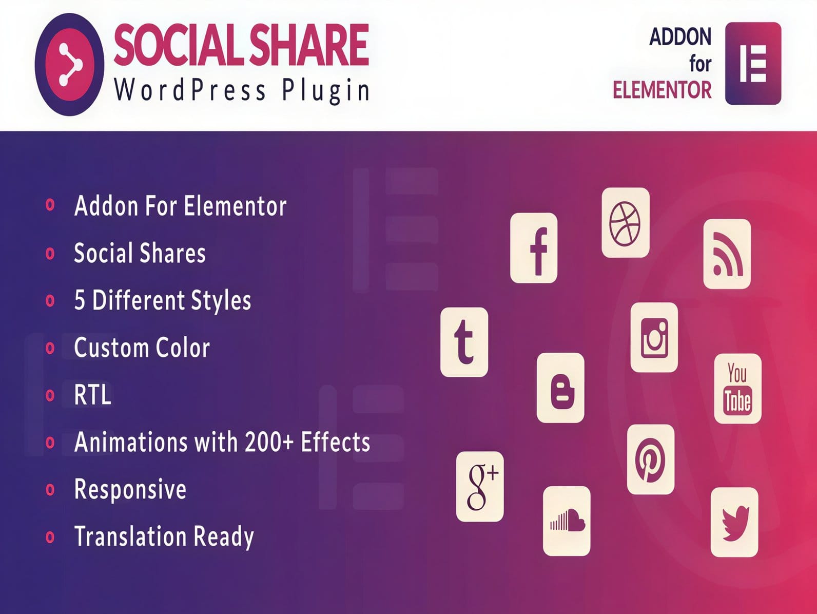 Wtyczka Social Share For Elementor WordPress Plugin