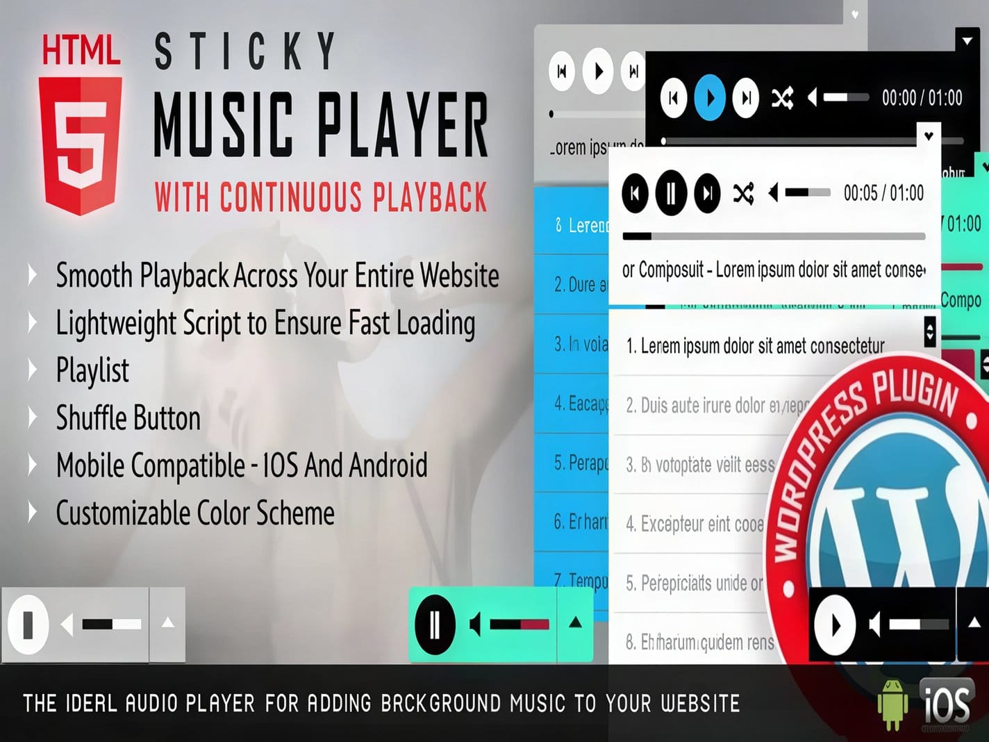 Wtyczka Sticky Html5 Music Player WordPress Plugin
