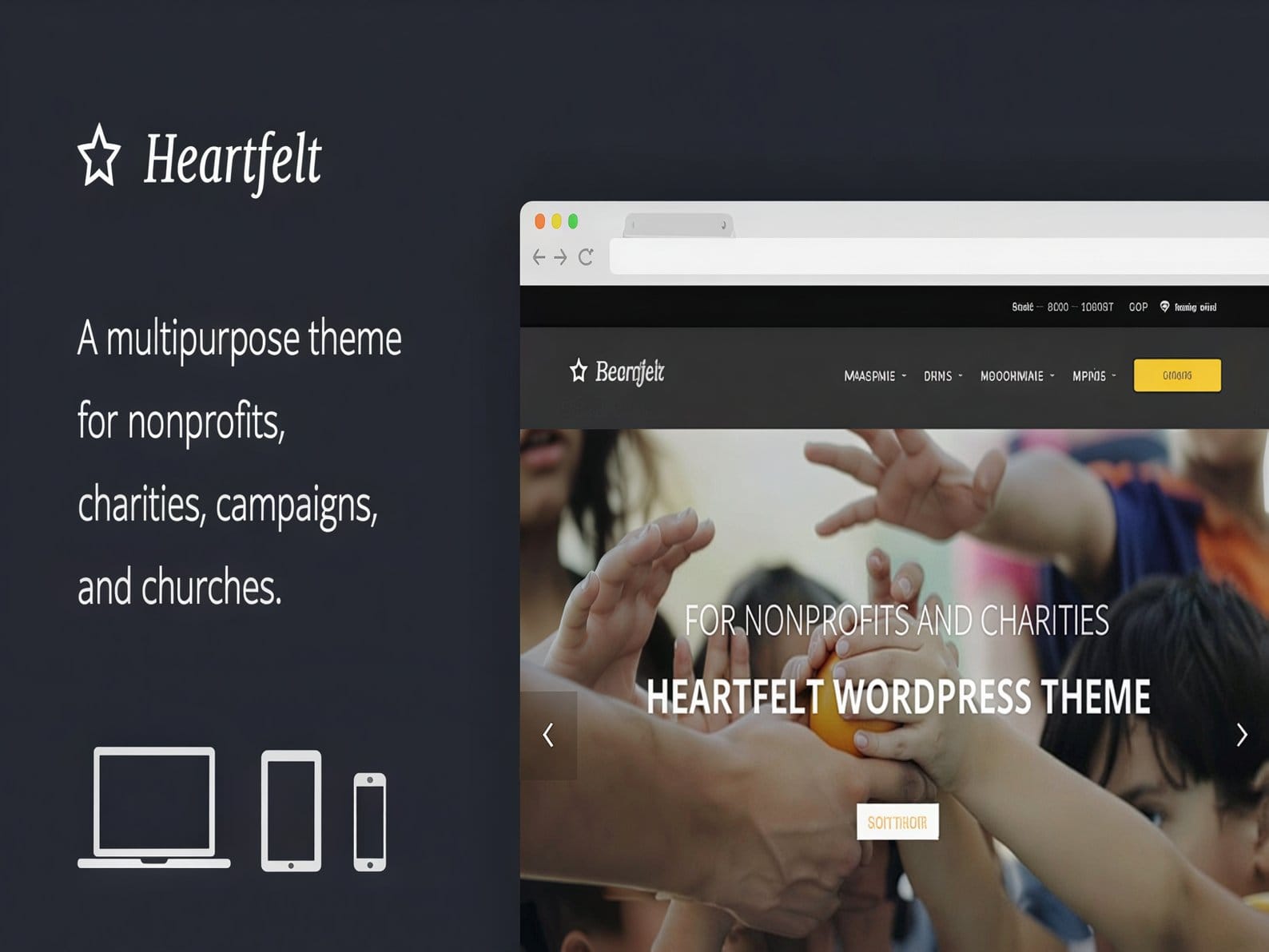 Szablon Heartfelt Humanitarian Responsive WordPress Theme