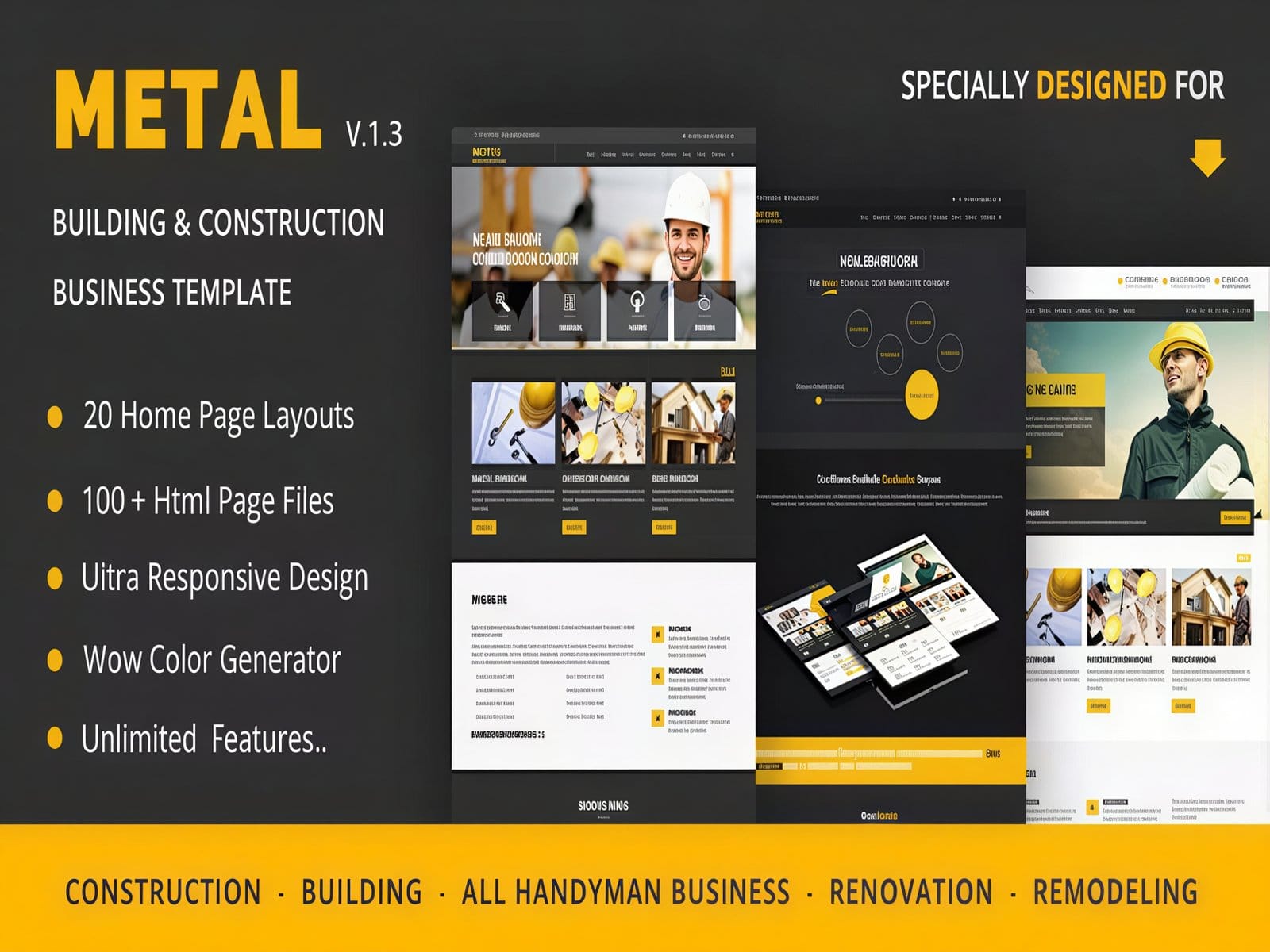 Szablon Metal Mobile Friendly Building & Construction Business Template